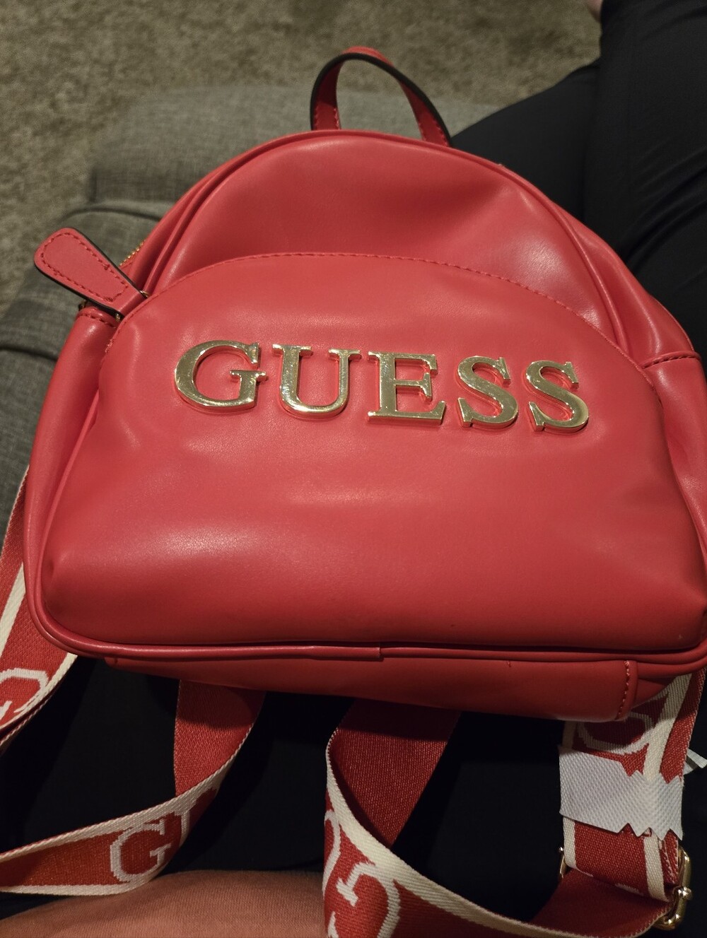 Guess Red Leather Mini Backpack